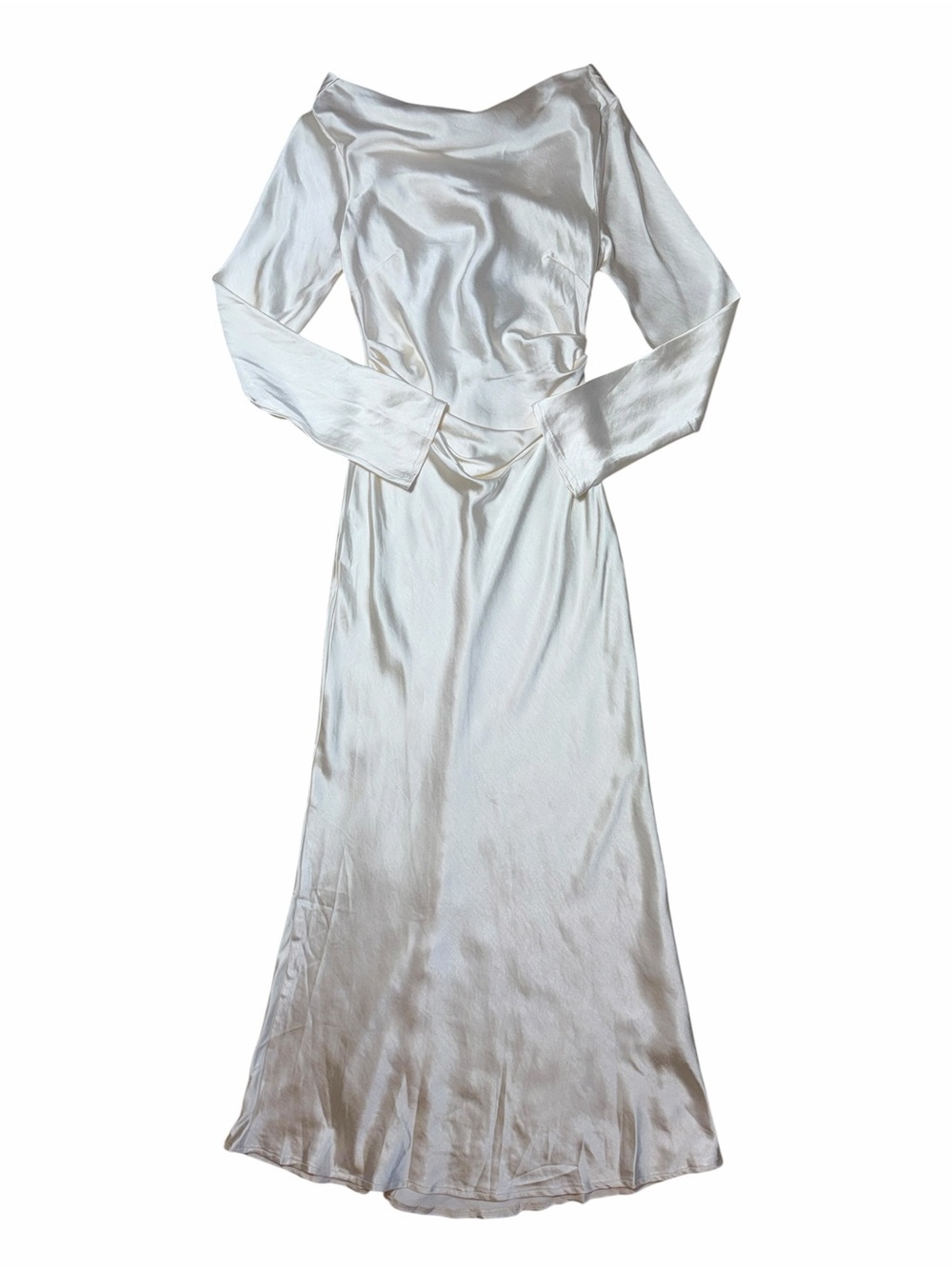 Selfie Leslie Oyster Ivory Loveland Cowl Back Midi Dress Womens S - Picture 2 of 10